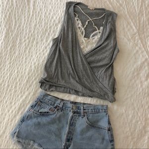 Gray twisted tank top